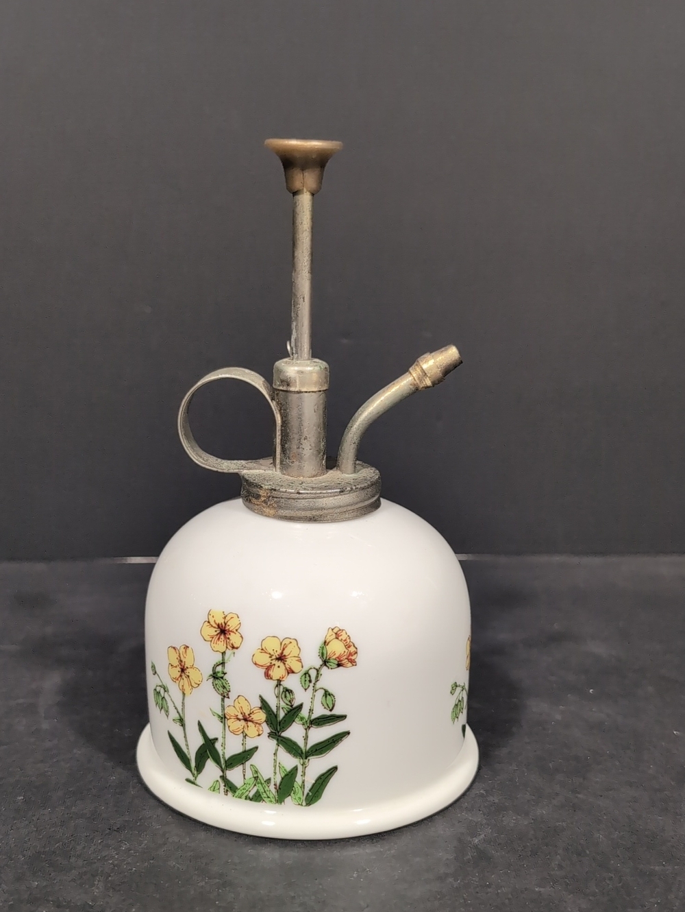 VGT 1970s  Porcelain Plant Mister White Base Yellow/Orange Florals.